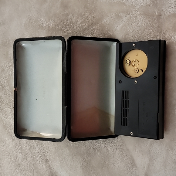 ELGIN VINTAGE  travel Clock / Radio / Alarm Genuine Leather black case - Picture 16 of 16
